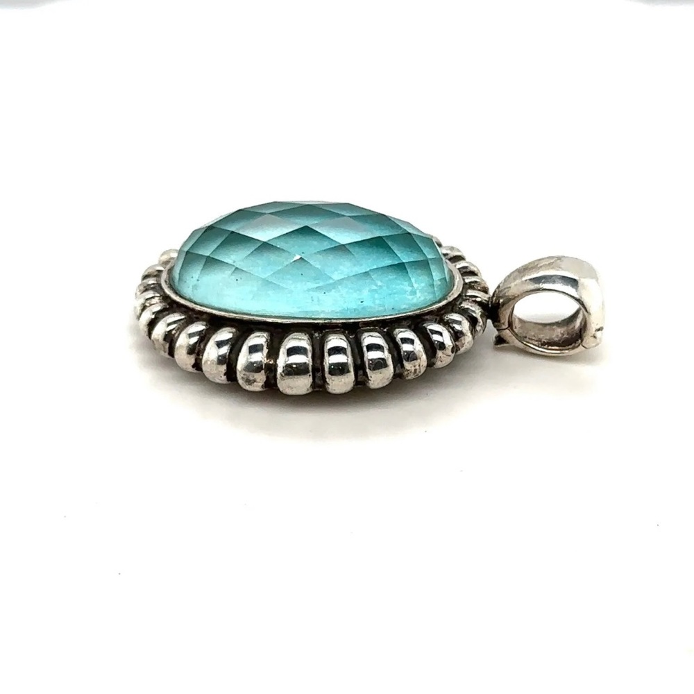 LAGOS MAYA STERLING SILVER  TURQUOISE DOUBLET PENDANT - Picture 4 of 7